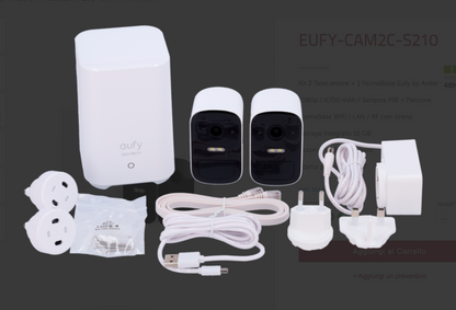 Kit 2 Telecamere + 1 HomeBase Eufy by Anker